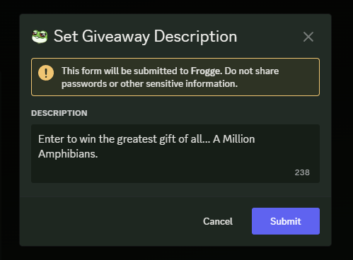 Giveaway Description Example