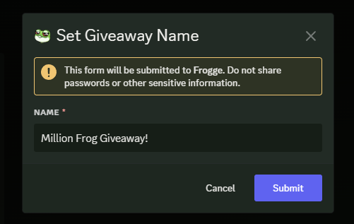 Giveaway Name Example