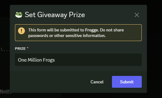 Giveaway Prize Example