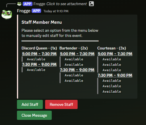 Staff Management Menu