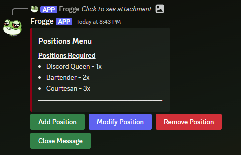 Event Positions Menu