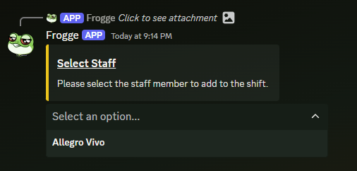 Add Staff Select Staff
