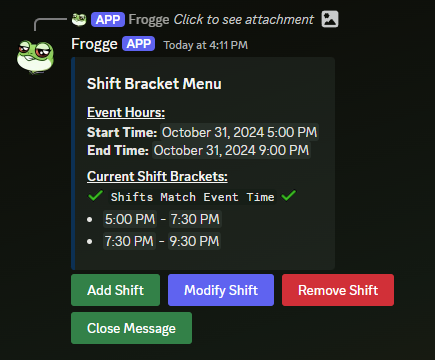 Shift Brackets Menu